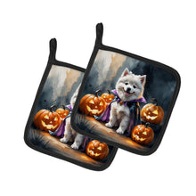 Load image into Gallery viewer, Samoyed Puppy Halloween Pair of Pot Holders