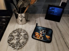 Load image into Gallery viewer, Sheltie Puppy Halloween Pair of Pot Holders