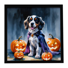 Load image into Gallery viewer, Welsh Springer Spaniel Puppy Halloween Framed Metal Print