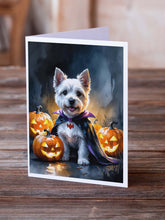 Load image into Gallery viewer, Westie Spaniel Puppy Halloween Greeting Cards Pack of 8