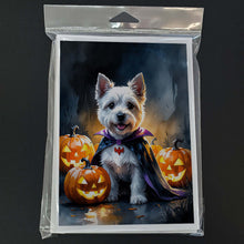 Load image into Gallery viewer, Westie Spaniel Puppy Halloween Greeting Cards Pack of 8
