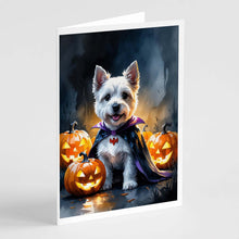 Load image into Gallery viewer, Westie Spaniel Puppy Halloween Greeting Cards Pack of 8