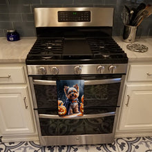 Load image into Gallery viewer, Yorkshire Terrier Puppy Halloween Kitchen Towel