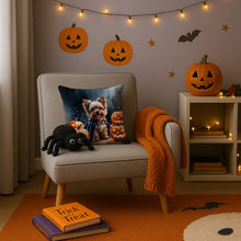 Load image into Gallery viewer, Yorkshire Terrier Puppy Halloween Throw Pillow