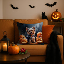 Load image into Gallery viewer, Yorkshire Terrier Puppy Halloween Throw Pillow