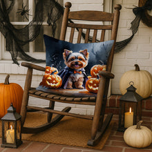 Load image into Gallery viewer, Yorkshire Terrier Puppy Halloween Throw Pillow