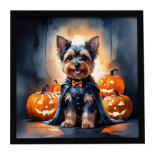 Load image into Gallery viewer, Yorkshire Terrier Yorkie Puppy Halloween Framed Metal Print