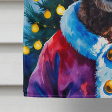 Load image into Gallery viewer, Chocolate Labradoodle Christmas House Flag