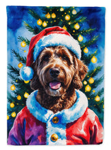 Load image into Gallery viewer, Chocolate Labradoodle Christmas House Flag