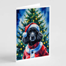 Load image into Gallery viewer, Black Poodle Christmas Greeting Cards Pack of 8