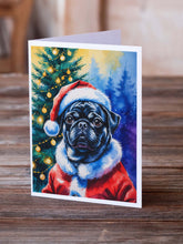 Load image into Gallery viewer, Black Pug Christmas Greeting Cards Pack of 8