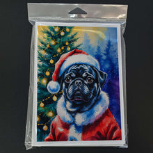Load image into Gallery viewer, Black Pug Christmas Greeting Cards Pack of 8
