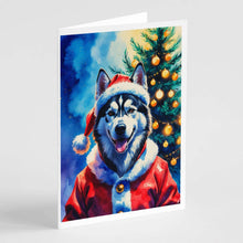 Load image into Gallery viewer, Siberian Husky Christmas Greeting Cards Pack of 8