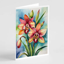 Load image into Gallery viewer, Cymbidium Orchids Greeting Cards Pack of 8