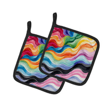 Load image into Gallery viewer, Progress Pride Waves of Unity Pair of Pot Holders