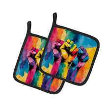 Load image into Gallery viewer, Gay Rights are Human Rights Pair of Pot Holders