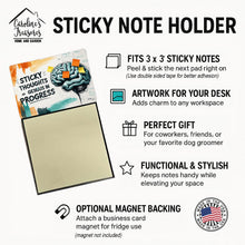 Load image into Gallery viewer, Sticky Thoughts Equals Genius in Progress Funny Sticky Note Holder