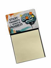 Load image into Gallery viewer, Sticky Thoughts Equals Genius in Progress Funny Sticky Note Holder