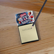 Load image into Gallery viewer, Stars, Stripes &amp; A+ Teachers Funny Sticky Note Holder for Teacher's Gift