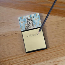 Load image into Gallery viewer, Gray and White Alaskan Malamute Coworker Watercolor Sticky Note Holder
