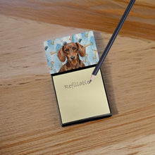 Load image into Gallery viewer, Chocolate and Tan Dachshund Coworker Watercolor Sticky Note Holder
