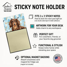 Load image into Gallery viewer, Longhaired Chocolate and Tan Dachshund Coworker Watercolor Sticky Note Holder