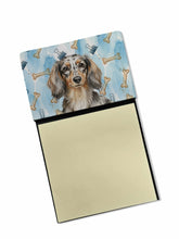Load image into Gallery viewer, Longhaired Dapple Dachshund Coworker Watercolor Sticky Note Holder