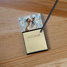 Load image into Gallery viewer, Brindle and White English Bulldog Coworker Watercolor Sticky Note Holder