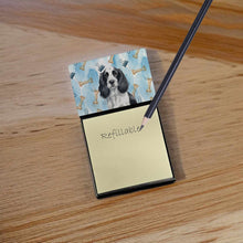Load image into Gallery viewer, Black and White English Springer Spaniel Coworker Watercolor Sticky Note Holder