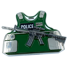 Load image into Gallery viewer, EL5-006 SHERIFF DEPUTY M4 Body Armor 3D self standing Police Challenge Coin Sheriff's Department Thin Green Line