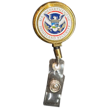 Load image into Gallery viewer, BL18-007 Homeland Security Metal ID Reel retractable Card Holder CBP Border Patrol HSI Secret Service FEMA