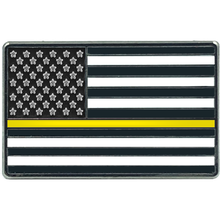 Load image into Gallery viewer, EL8-015 Thin Gold Line Flag Pin 911 Dispatcher Emergency Yellow