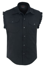 Load image into Gallery viewer, Men's Black Lightweight Sleeveless Denim Shirt