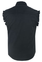 Load image into Gallery viewer, Men's Black Lightweight Sleeveless Denim Shirt