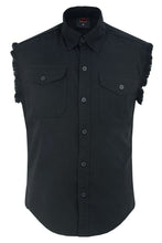 Load image into Gallery viewer, Men's Black Lightweight Sleeveless Denim Shirt
