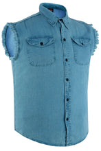 Load image into Gallery viewer, Men's Blue Lightweight Sleeveless Denim Shirt