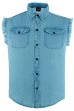 Load image into Gallery viewer, Men's Blue Lightweight Sleeveless Denim Shirt
