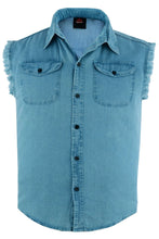Load image into Gallery viewer, Men's Blue Lightweight Sleeveless Denim Shirt