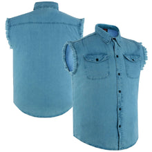 Load image into Gallery viewer, Men's Blue Lightweight Sleeveless Denim Shirt