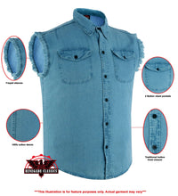 Load image into Gallery viewer, Men's Blue Lightweight Sleeveless Denim Shirt
