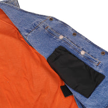 Load image into Gallery viewer, Men's Blue Denim Motorcycle Vest with Lace &amp; Pockets