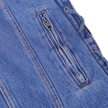Load image into Gallery viewer, Men's Blue Denim Motorcycle Vest with Lace &amp; Pockets