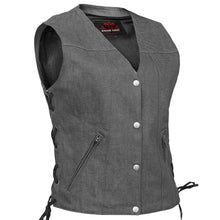 Load image into Gallery viewer, Women's Rough Rub-Off Raw Finish Broken Gray Denim Vest