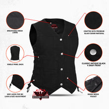 Load image into Gallery viewer, Women's 6 Pocket Denim Utility Vest - Black