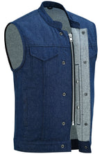 Load image into Gallery viewer, Men's Blue Rough Rub-Off Raw Finish Denim Vest