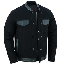 Load image into Gallery viewer, Men's Full Cut Denim Jacket – Leather Trim &amp; Hidden Pockets