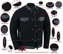 Load image into Gallery viewer, Men's Full Cut Denim Jacket – Leather Trim &amp; Hidden Pockets