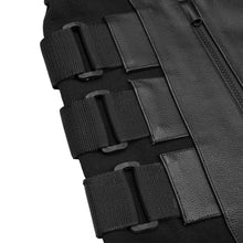 Load image into Gallery viewer, Men's Black Leather SWAT Style Motorcycle Vest