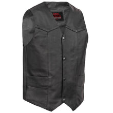 Load image into Gallery viewer, Men's Traditional Leather Motorcycle Vest - Black