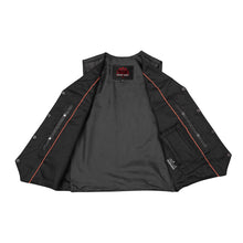 Load image into Gallery viewer, Men's Traditional Leather Motorcycle Vest - Black